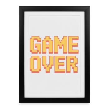 Game Over Retro Gamer Pixel Arcade Humour - Affiche encadrée (27 × 37 cm) - noir - Devant