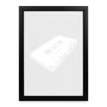 Cassette Oblique Retro – Music Mixtape Design - Framed poster (27 × 37 cm) - black - Front