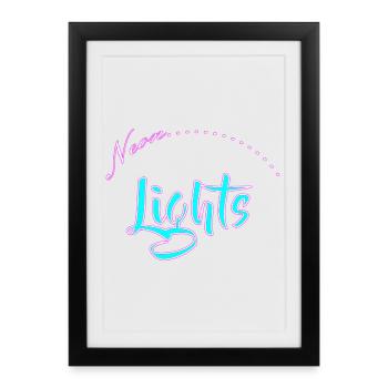 Neon Lights Lettering - Framed poster (27 × 37 cm) - black - Front