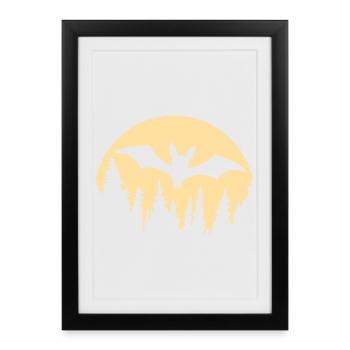 Chauve-souris Silhouette Cool Lune Forêt Halloween Fun - Affiche encadrée (27 × 37 cm) - noir - Devant