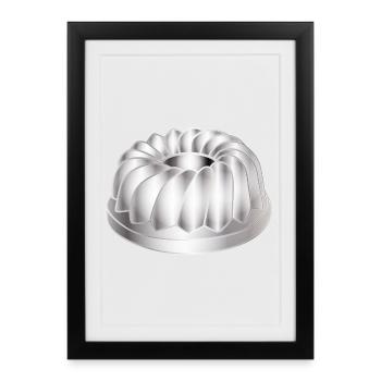 Bundt cake baking pan – simple kitchen motif - Framed poster (27 × 37 cm) - black - Front