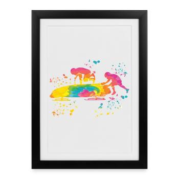 Bobsleigh Bobsleigh à deux - Affiche encadrée (27 × 37 cm) - noir - Devant