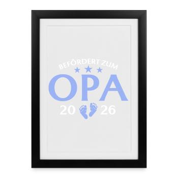 Grand-père 2026 Promu grand-père - Affiche encadrée (27 × 37 cm) - noir - Devant