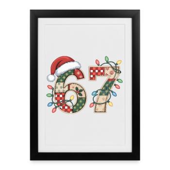 Funny Xmas Number 67 with Fairy Lights - Framed poster (27 × 37 cm) - black - Front