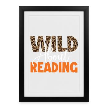 Wild About Reading Jungle Animal Book Lover Gift - Gerahmtes Poster (27 × 37 cm) - Schwarz - Vorne
