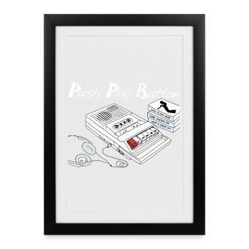 Thème musical vintage - Affiche encadrée (27 × 37 cm) - noir - Devant