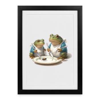 Frog Dinner: Fly on a Plate - Framed poster (27 × 37 cm) - black - Front