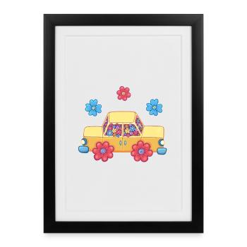 Floral Car - Framed poster (27 × 37 cm) - black - Front