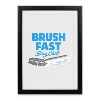 Curling, balayage drôle, cardio dur avec balai - Affiche encadrée (27 × 37 cm) - noir - Devant