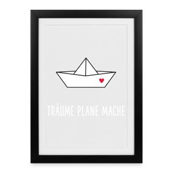 Dreams Plan Make Boat Heart - Framed poster (27 × 37 cm) - black - Front