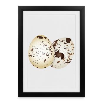 Drawn quail eggs in natural colors - Framed poster (27 × 37 cm) - black - Front