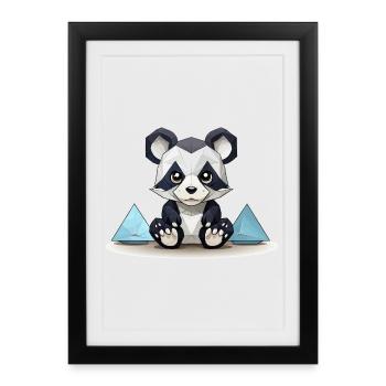 Low-Poly Panda am Eisgebirge - Framed poster (27 × 37 cm) - black - Front