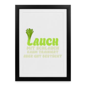 Gym LEEKS WITH HOSE HARDLY TRAINED Funny - Framed poster (27 × 37 cm) - black - Front