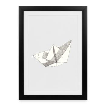 Paper Ship - Framed poster (27 × 37 cm) - black - Front