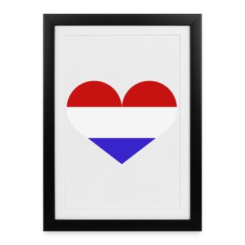 Drapeau du cœur des Pays-Bas - Affiche encadrée (27 × 37 cm) - noir - Devant