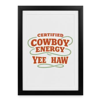 Funny Pronoun Yee Haw T-shirt Cowboy Humor - Framed poster (27 × 37 cm) - black - Front