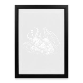 Cuddly demon in moon sleep - Framed poster (27 × 37 cm) - black - Front