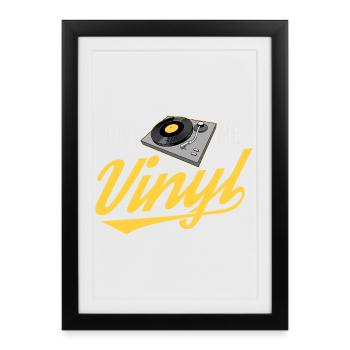 Donnez-moi vinyle rétro musique Art pour amateurs - Affiche encadrée (27 × 37 cm) - noir - Devant
