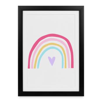 Rose pastel arc-en-ciel violet - Affiche encadrée (27 × 37 cm) - noir - Devant