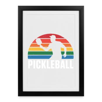 Pickleball Sunset Silhouette - Framed poster (27 × 37 cm) - black - Front