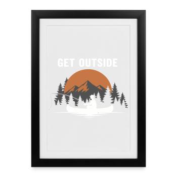 Pêche Rivière Canoë Get Outside - Affiche encadrée (27 × 37 cm) - noir - Devant