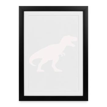Dino Silhouette Tyrannosaurus Rex - Framed poster (27 × 37 cm) - black - Front