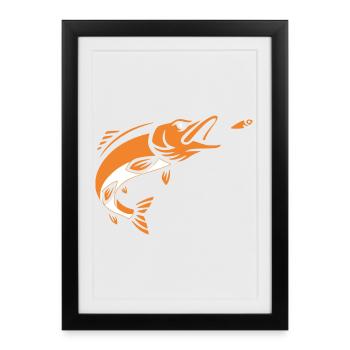 Pike Fish Jump Vector - Framed poster (27 × 37 cm) - black - Front