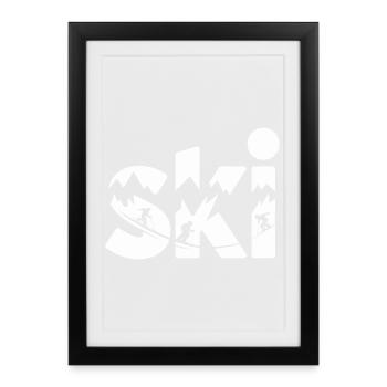Conception faute de Panorama de la Montagne de Ski - Affiche encadrée (27 × 37 cm) - noir - Devant