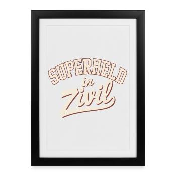 Super-héros en costume de super-héros civil - Affiche encadrée (27 × 37 cm) - noir - Devant
