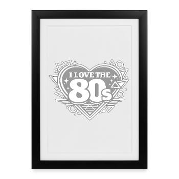 I Love the 80s Retro Heart - Framed poster (27 × 37 cm) - black - Front