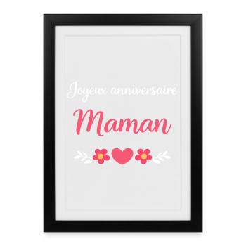 Joyeux anniversaire Maman rose - Affiche encadrée (27 × 37 cm) - noir - Devant