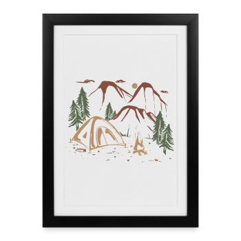 Sketch de la nuit du camp en pleine campagne - Affiche encadrée (27 × 37 cm) - noir - Devant