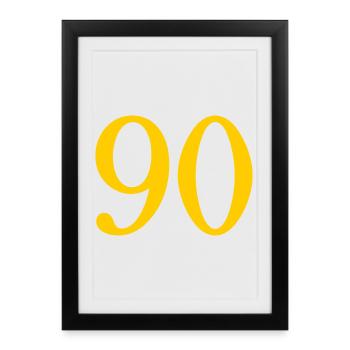 90. 90 ANS. 90e ANNIVERSAIRE. ANNIVERSAIRE 90 ANS. - Affiche encadrée (27 × 37 cm) - noir - Devant