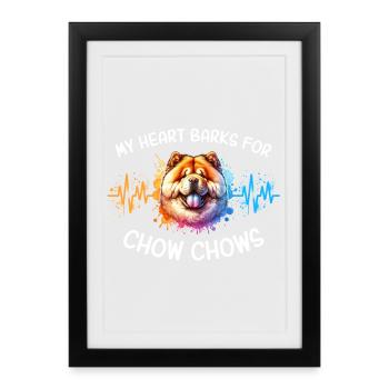 Ligne Cœur Chowchow - Affiche encadrée (27 × 37 cm) - noir - Devant