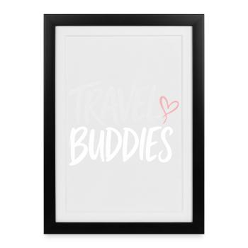 Travel Friends Heart Design - Affiche encadrée (27 × 37 cm) - noir - Devant