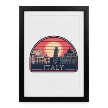 Destinations Italiennes Sunset Art - Affiche encadrée (27 × 37 cm) - noir - Devant