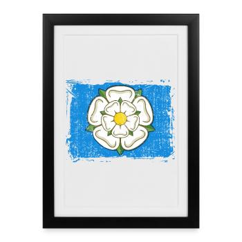 Yorkshire Rose Flag Nord de l’Angleterre Royaume-Uni - Affiche encadrée (27 × 37 cm) - noir - Devant