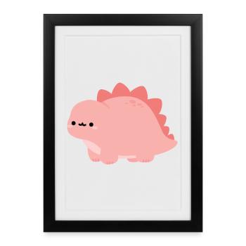 Mignon Dino Rose Stegosaurus - Affiche encadrée (27 × 37 cm) - noir - Devant