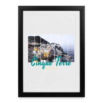 Cinque Terre Manarola in Italien Vintage Souvenir - Gerahmtes Poster (27 × 37 cm) - Schwarz - Vorne