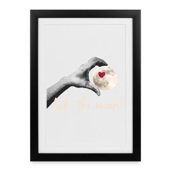 Look the moon! Moonlover Design - Gerahmtes Poster (27 × 37 cm) - Schwarz - Vorne