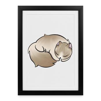 Sleeping Fluff Kitty - Framed poster (27 × 37 cm) - black - Front