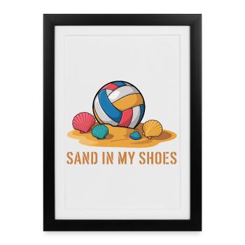 Sable dans mes chaussures Beach Volley-ball Plage d’été - Affiche encadrée (27 × 37 cm) - noir - Devant