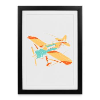 Avion à hélice des années 80 - Affiche encadrée (27 × 37 cm) - noir - Devant
