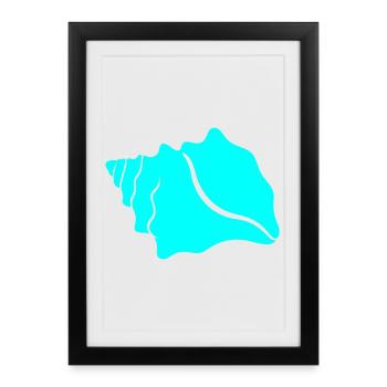 Rangée de coquillages bleu turquoise - Affiche encadrée (27 × 37 cm) - noir - Devant