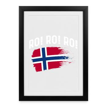 Norvège des fjords Norge Navire scandinave ro-viking - Affiche encadrée (27 × 37 cm) - noir - Devant
