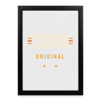 Cadeau d’anniversaire rétro rétro original 2008 - Affiche encadrée (27 × 37 cm) - noir - Devant