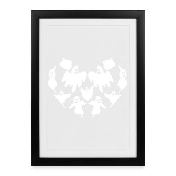 Halloween Heart Ghost - Framed poster (27 × 37 cm) - black - Front