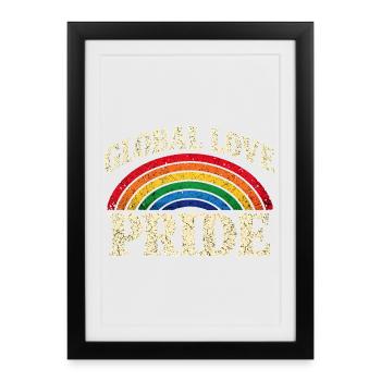 Global Love Pride Rainbow Tri-blend T-Shirt - Framed poster (27 × 37 cm) - black - Front