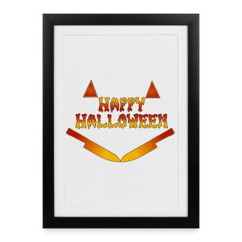 Joyeux Halloween Sourire drôle d’horreur - Affiche encadrée (27 × 37 cm) - noir - Devant