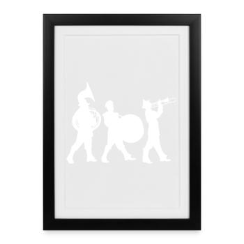 Brass band silhouettes on the street - Framed poster (27 × 37 cm) - black - Front